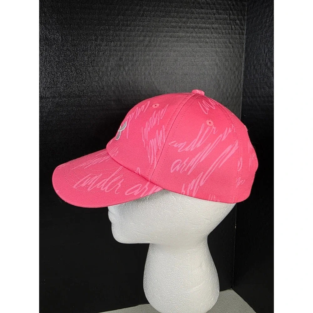 Under Armour Womens Pink Script Print Free Fit‎ Adjustable Baseball Cap Hat OSFA